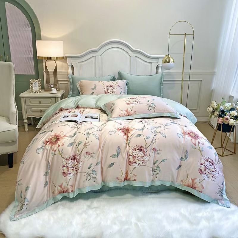 80支兰精天丝四件套裸睡夏季双面冰丝床单丝滑可定制床笠代发批发|ms