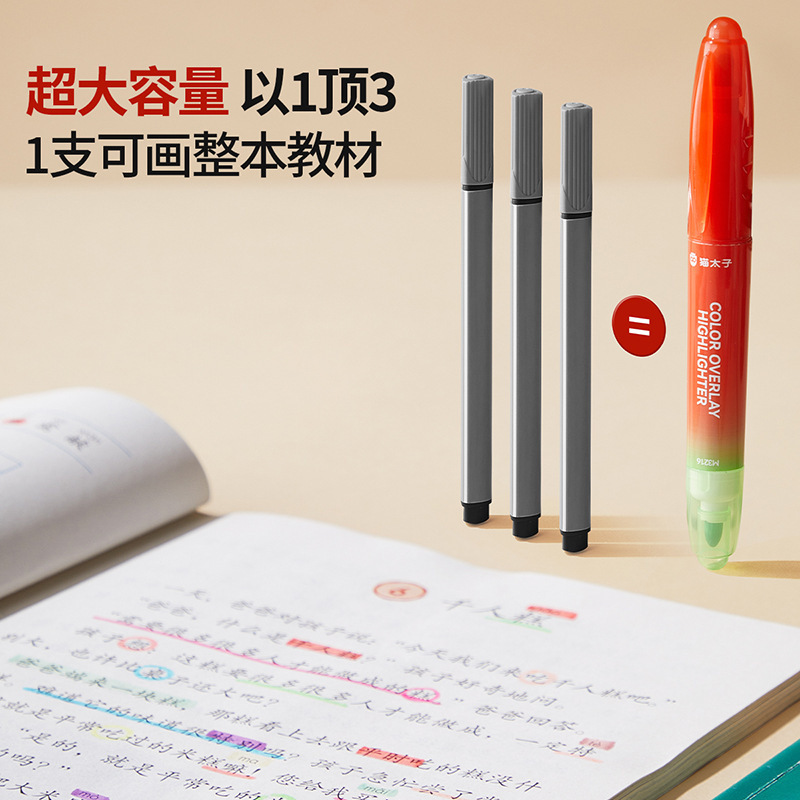 猫王子双頭蛍光ペン、高価値学生マーカーペン、重ね塗り速乾性特殊カラーペン|undefined