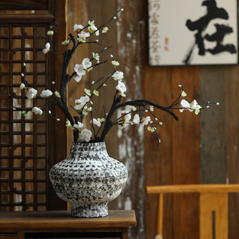 Jingdezhen New Chinese Style Retro Zen Ceramic Vase Wabi-Sabi Style Pottery Jar Hotel Homestay Flower Arrangement Coarse Pottery Free Shipping Jingdezhen New Chinese Style Retro Zen Ceramic Vase Wabi-Sabi Style Pottery Jar Hotel Homestay Flower Arrangement Coarse Pottery Free Shipping