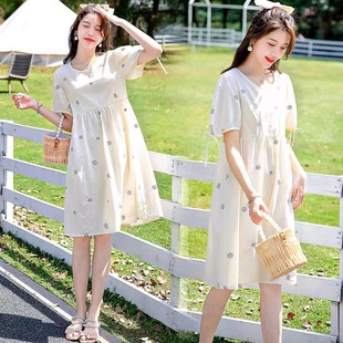 Pregnant Women's Summer Dress Printed dress Internet Popular 2022 suit Summer Thin Summer Skirt Top-grade Maternity Dress