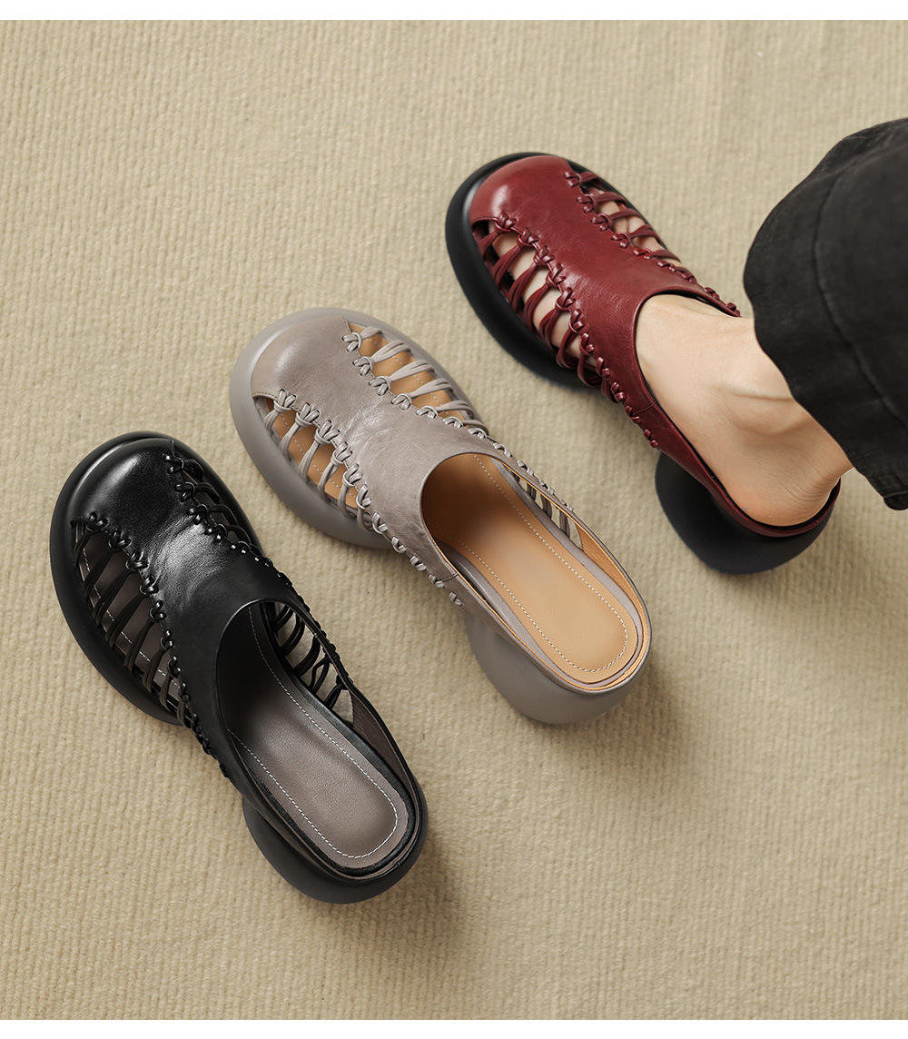 Sandal cao gót nữ mũi nhọn quai ngang phong cách cổ điển, gót 6 cm — đen chi tiết 2