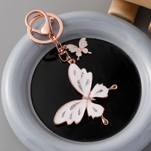 Cross-border drip oil setting diamond starry large butterfly keychain alloy women fashion bag pendant car gift wholesale