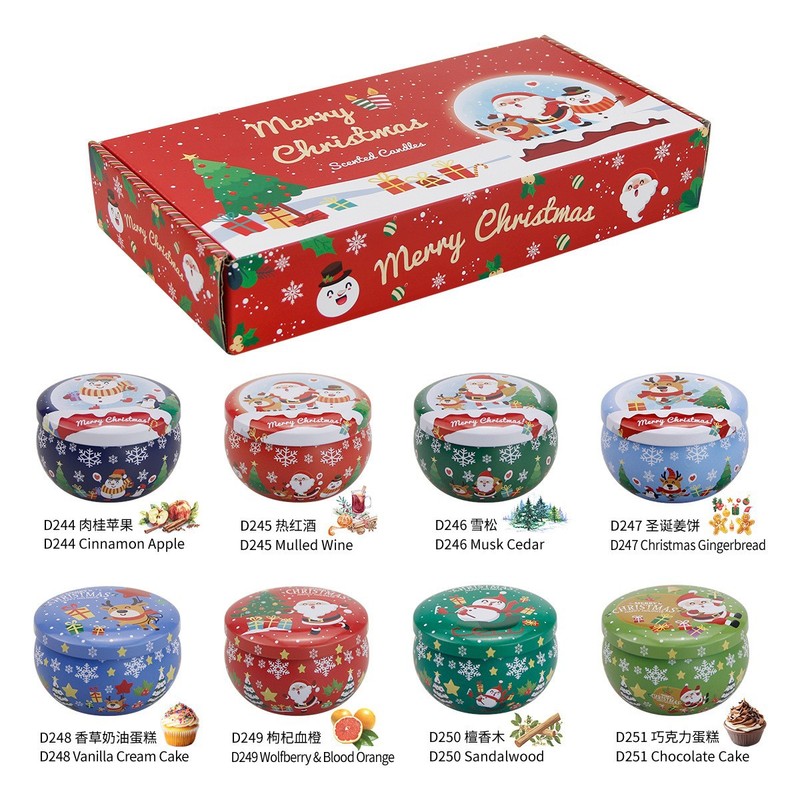 国境を越えた新作大豆ワックスクリスマスアロマキャンドルギフトボックス、ホリデーパーティーデコレーション、長時間持続する香り|undefined
