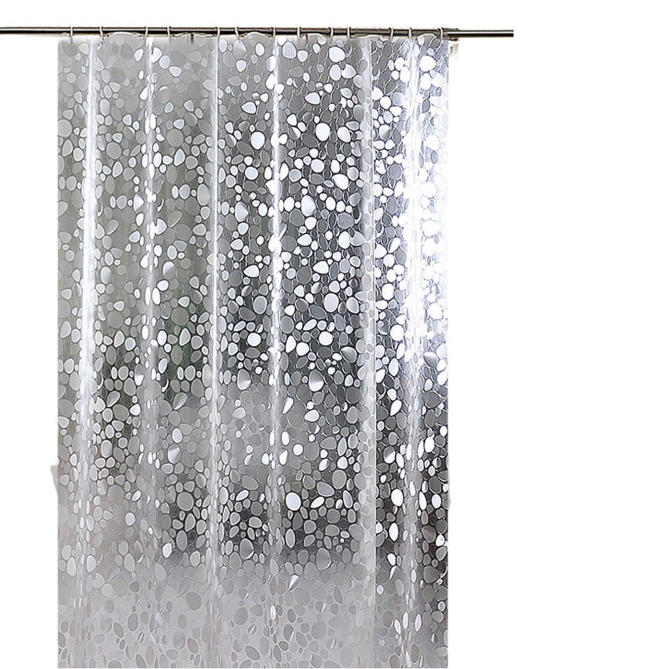 3D cubo de agua Cortina de ducha patrón de seda impermeable cortina de partición de baño cortina de guijarros