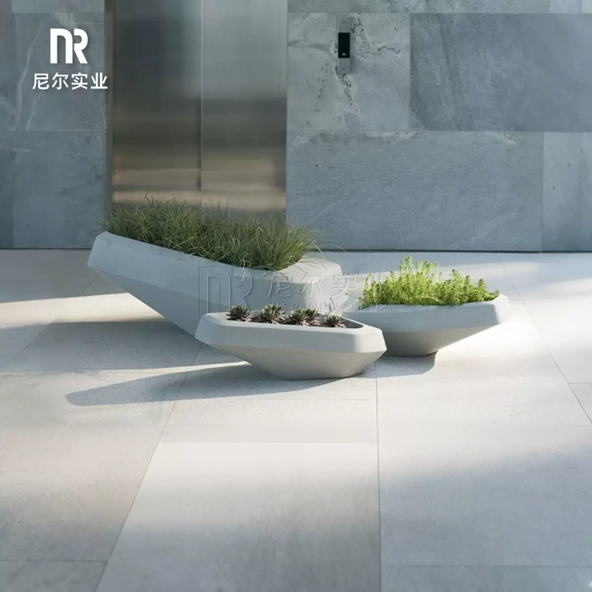 混凝土大型花箱学校公园花池绿化种植池异形大花坛户外装饰花园