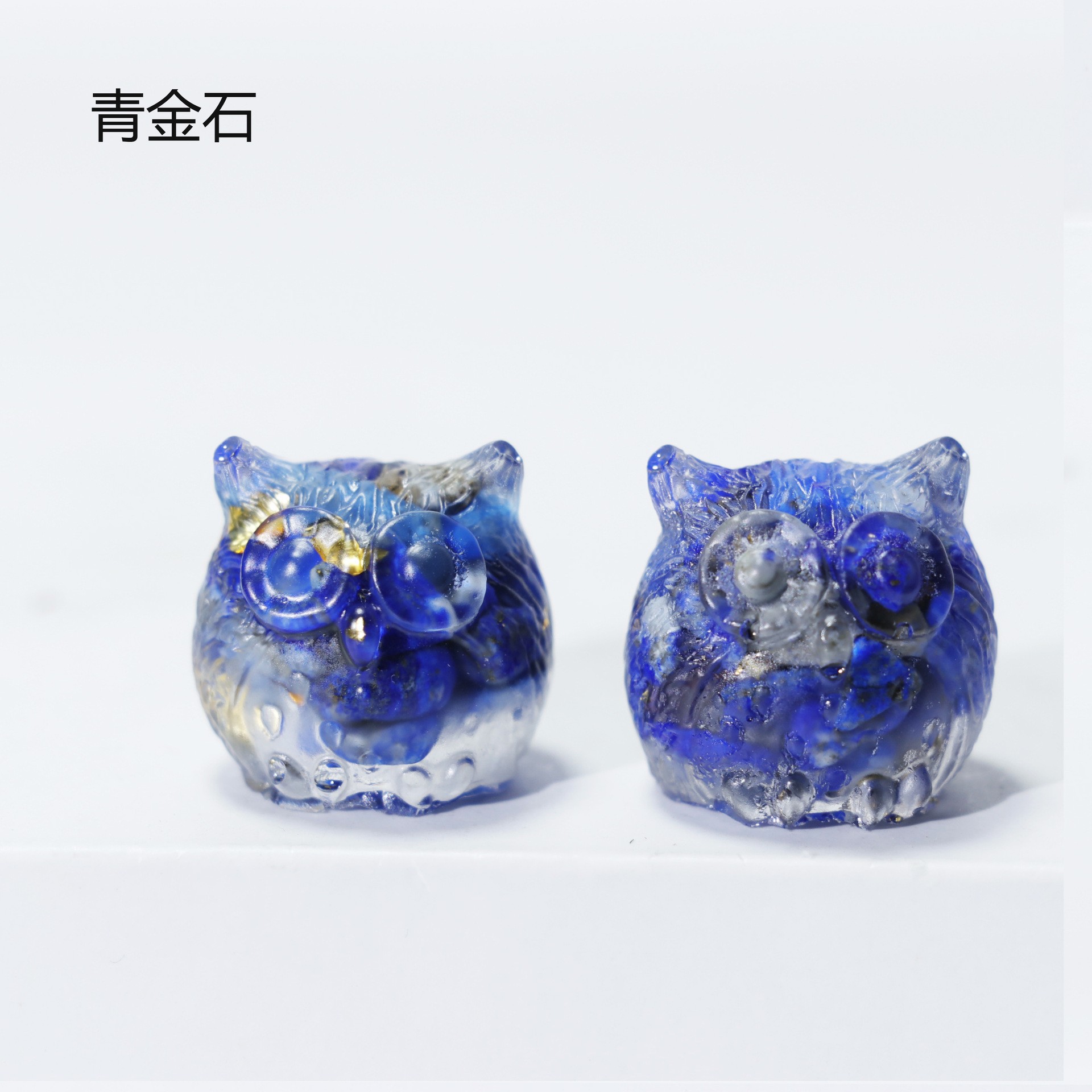 クロスボーダーの新しい水晶の砂利の小さいフクロウの滴のゴムの置物の小さい景観の装飾の手工芸品