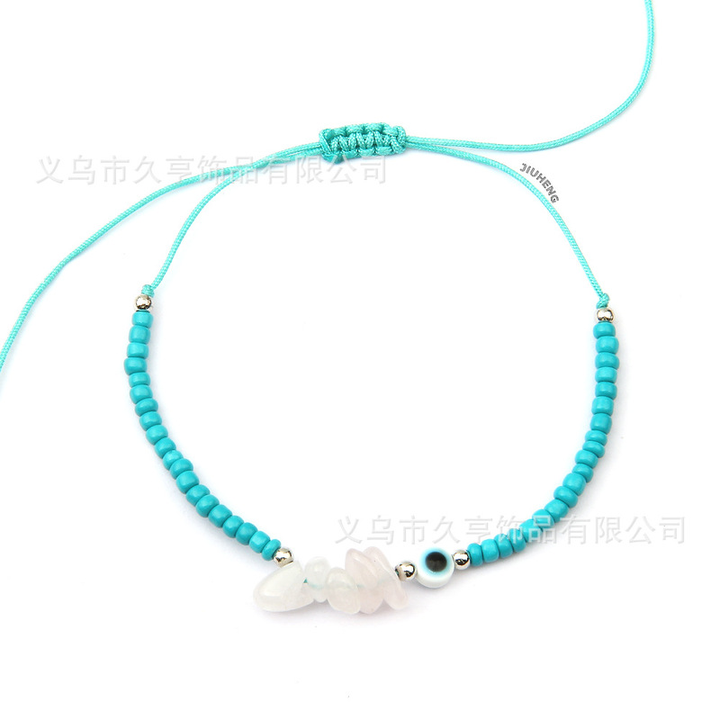 Amazon Colorful Rice Beads Beaded Jewelry Friendship Couple Evil Eye Handmade Bracelet Women's Natural Gravel Crystal Bracelet
