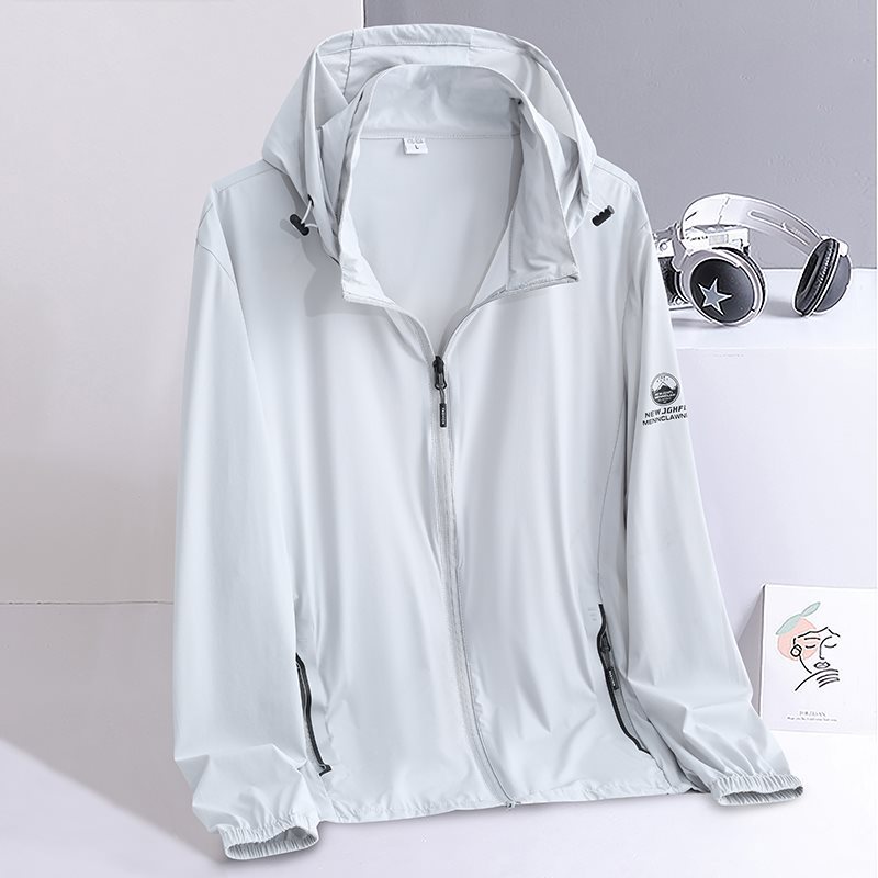 Summer couple's sun protection clothing, men's ice silk thin UV protection camouflage fishing jacket, sun protection coat