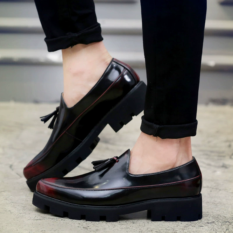 Трансграничные весенне-осенние кожаные туфли Модные кожаные туфли с британским острым носком модная мужская обувь Парикмахерская деловая кожаная обувь на платформе со шнуровкой
