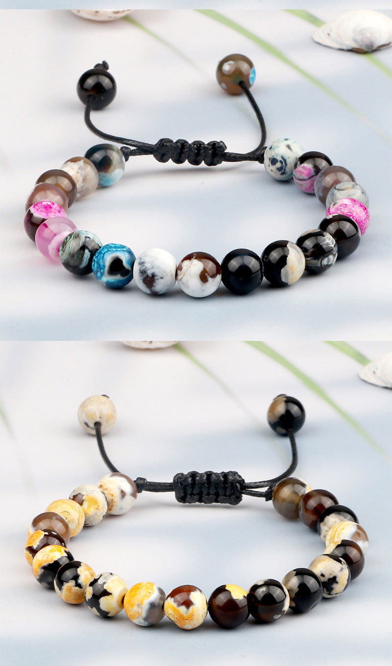 Set di bracciali di perline in agata di fuoco intrecciate a mano_voghion.com