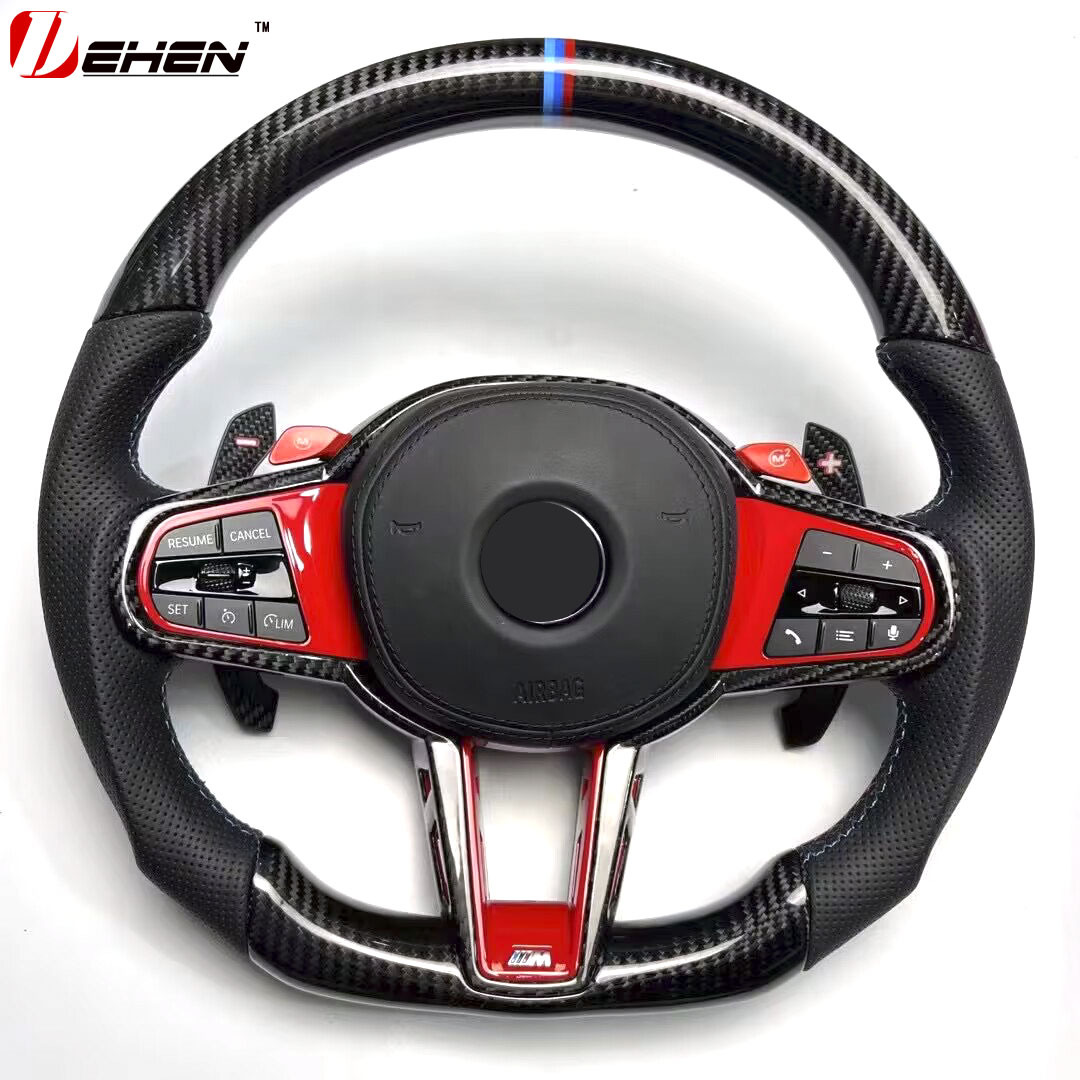 Applicable to BMW G20 G22 G80 G87 M2 M3 M4 old modified new CS real carbon fiber steering wheel assembly