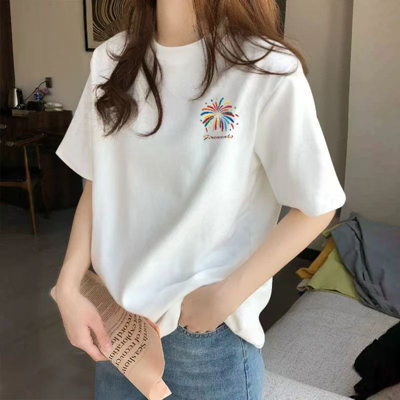 Pure Cotton Short-Sleeve Women's T-Shirt for Summer, Regular Shoulder Fit, Burgundy, Fashionable Casual Heavy-Duty Loose Women's T-Shirt, Short-Sleeve Women's Clothing