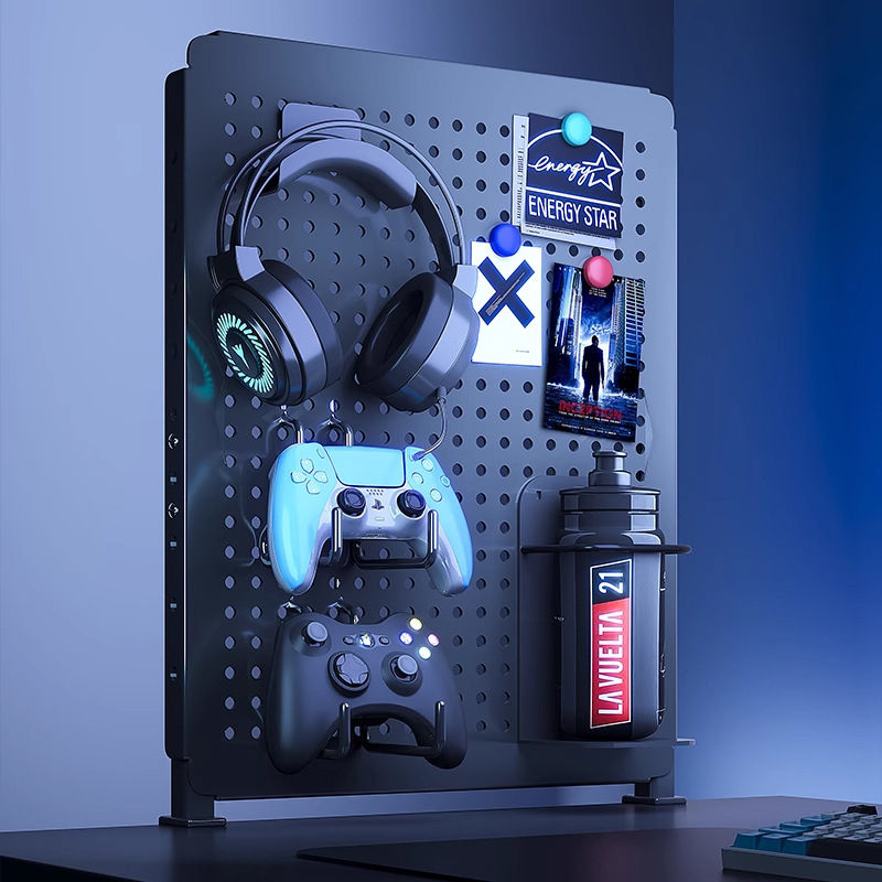 Hoyo negro de deportes electrónicos hoyo tablero estante de computadora escritorio vertical sin agujeros de exhibición sala de decoración de almacenamiento de metal