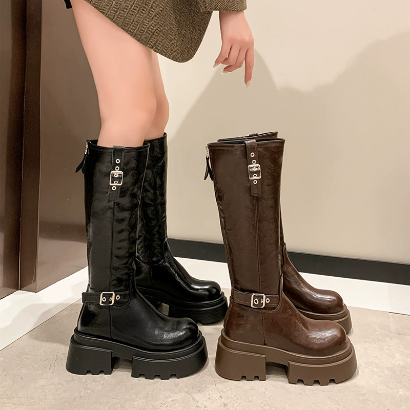 (Cross-border trading), demi-season high boots with zipper