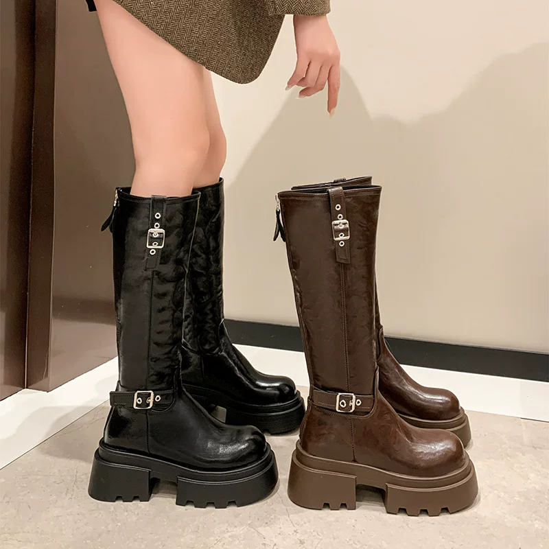 (Cross-border trading), demi-season high boots with zipper