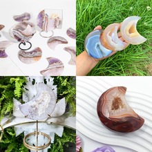 跨境热销天然玛瑙月亮把玩件红玛瑙摆件家庭装饰品玛瑙多材质摆件