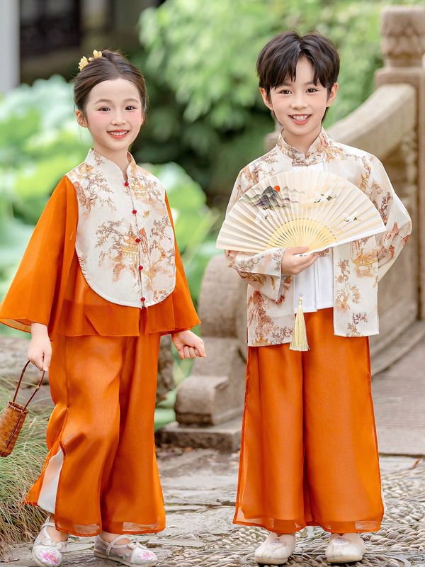 2025儿童汉服古风唐装男女童国学风新中式国风中秋节演出服批发|undefined
