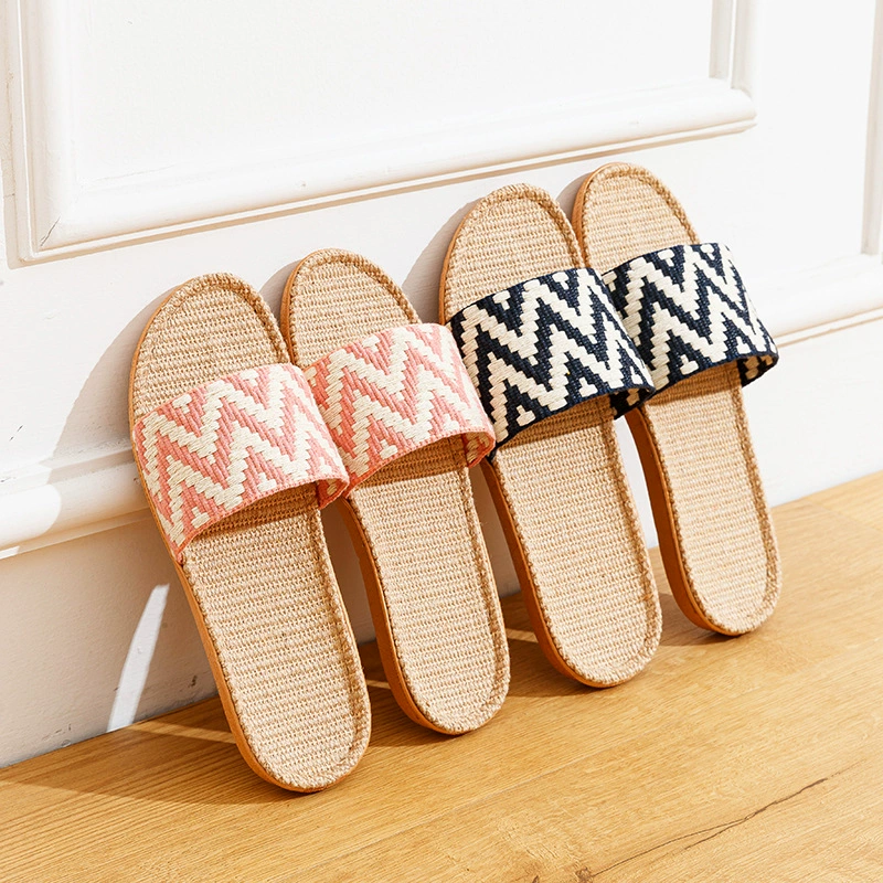 Дышащие льняные тапочки для мужчин, домашние круглый год, домашние нескользящие тапочки на мягкой подошве для женщин, летние