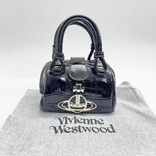 25新款西太后手提链条斜挎女包土星迷你中古复古鳄鱼纹漆皮小废包