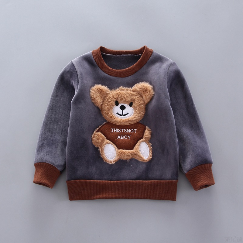 2023 ropa para niños ropa de otoño e invierno suéter de manga larga con forro polar para niños chaleco con capucha cálido para Niñas Ropa acolchada de algodón conjunto de tres piezas al por mayor