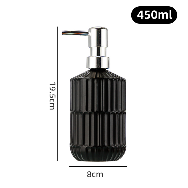 450ml; Bamboo sólido negro + cabeza de bomba plateada