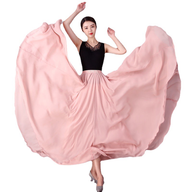 Xinjiang dance chiffon skirt 720 degree large skirt practice skirt