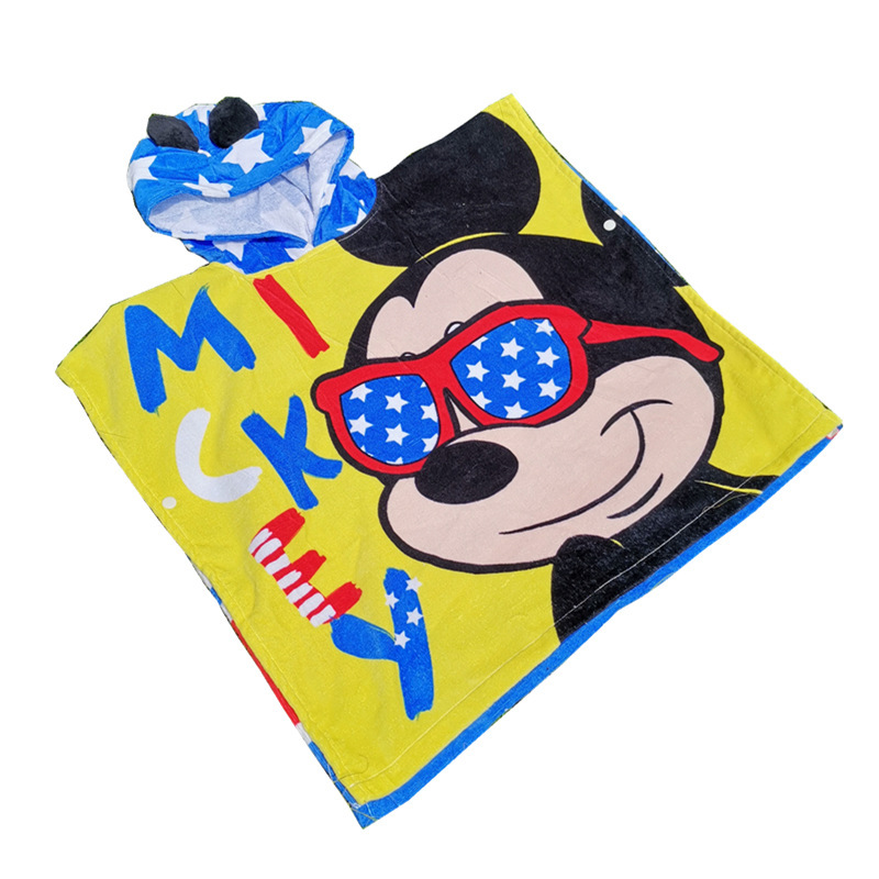 Albornoz para niños exportado a Europa, toalla de impresión reactiva única, sin formaldehído, puede usar toalla de baño con capucha de algodón puro