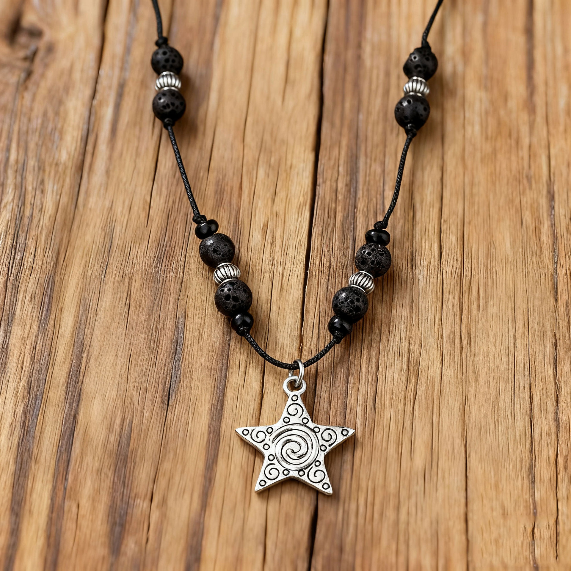 Cross-Border New Product European And American Retro Style Five-Pointed Star Pendant Volcanic Stone Men's Personalized_voghion.com
