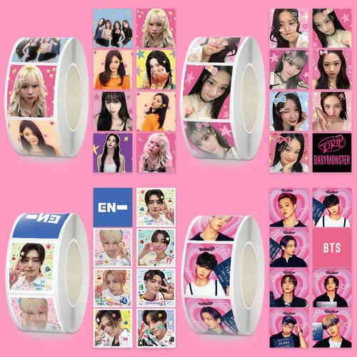 K-pop star instant photo ID-style sticker, curling sticker for fan support, themed accessories, planner tape, adhesive seal sticker, film sticker