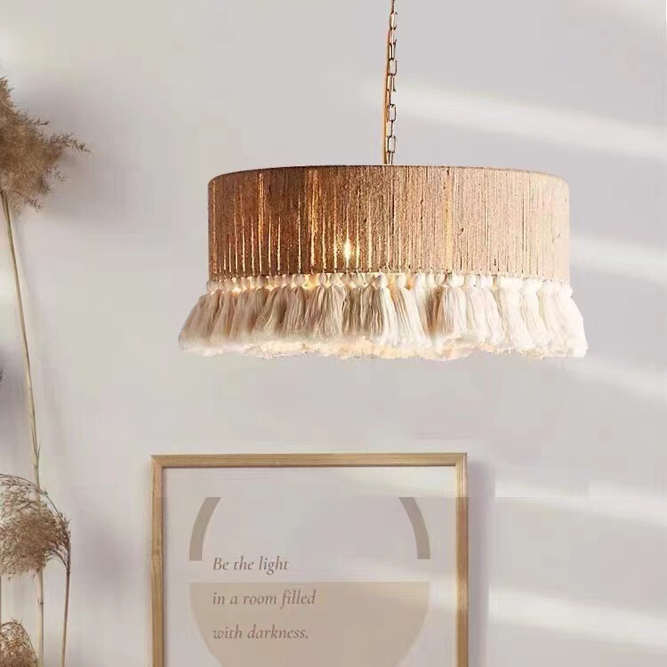 Bohemian style wabi-sabi vintage hemp rope woven tassel chandelier for living room, bedroom, dining room, homestay, Japanese-style chandelier Bohemian style wabi-sabi vintage hemp rope woven tassel chandelier for living room, bedroom, dining room, homestay, Japanese-style chandelier