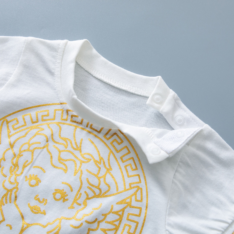 Ropa de verano para niños, ropa fina de manga corta, lindo mono de bebé de estilo occidental, mampara para niños recién nacidos, mampara de celebridades de Internet