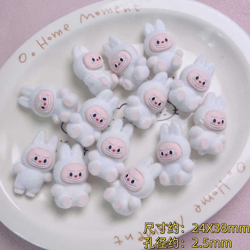 可爱立体植绒La布布站姿坐姿通孔串珠diy手工挂件萌粒饰品配件|undefined