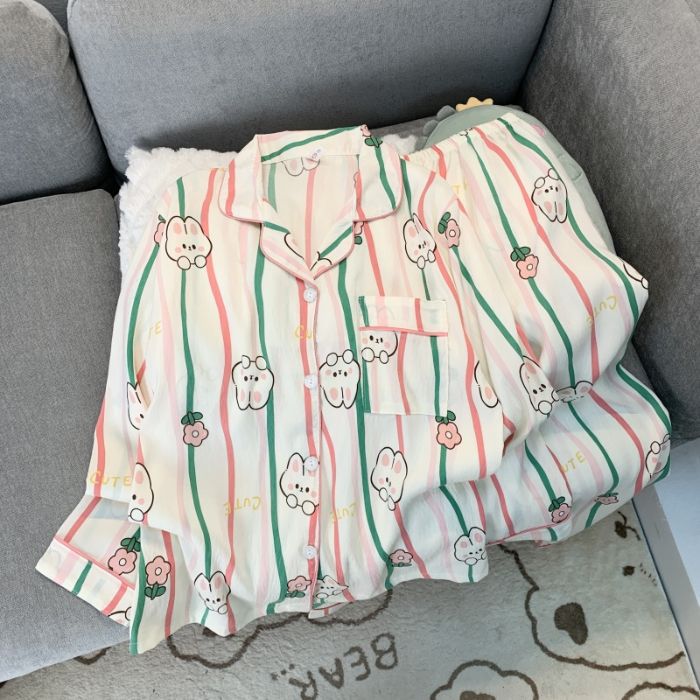 Transfronterizo Vietnam al por mayor pijamas de algodón nubes mujeres cardigan botones de solapa de manga larga otoño nueva ropa para el hogar