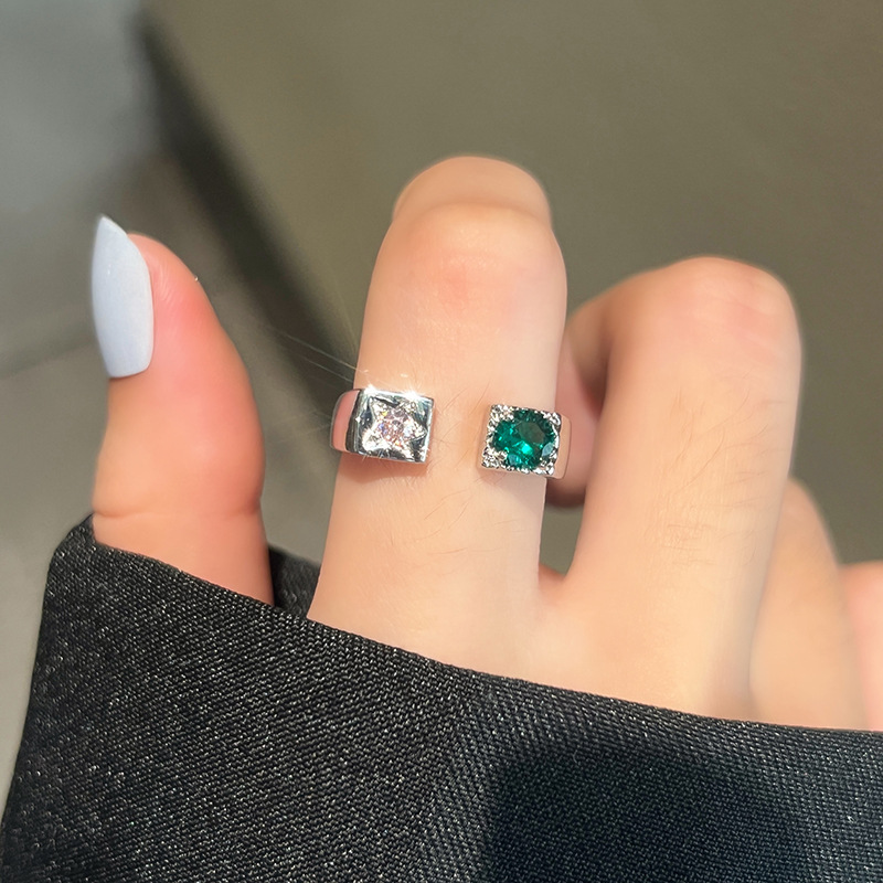 Lady U Shape Copper Open Ring Plating Artificial Gemstones Copper Rings