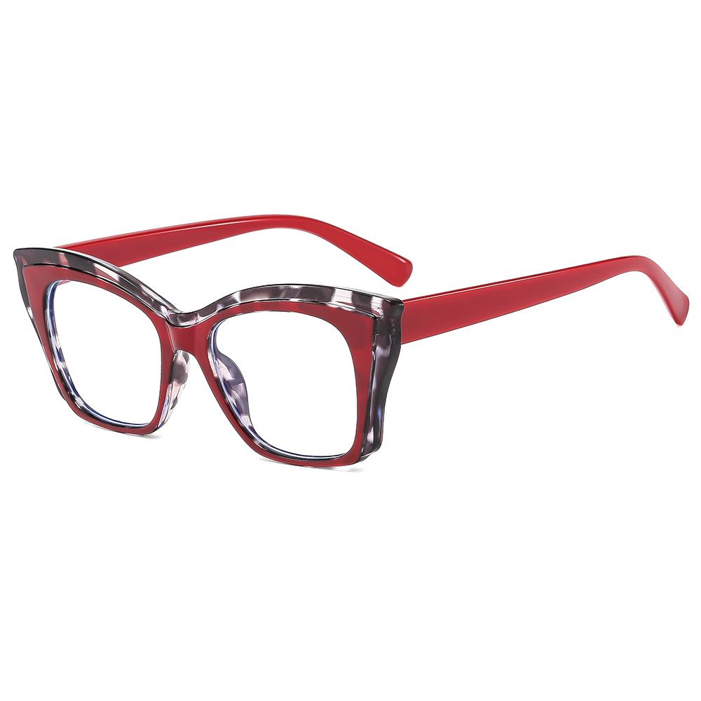 TR90 Bolsa de cercanías de moda europea y americana Flower Cat Eye Lentes planos anti-luz azul ins La moda se puede equipar con gafas de montura de miopía