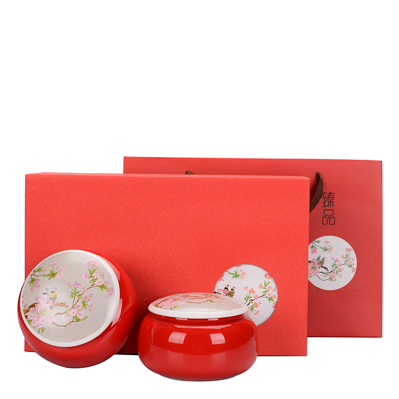 Tea packaging gift box empty box universal large double can black tea green tea Biluochun ceramic sealed can half a catty