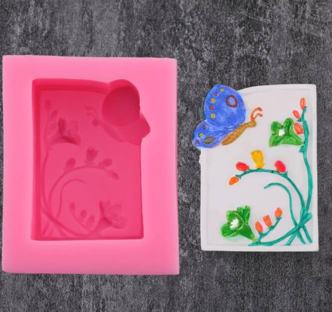 花藤蝴蝶葵花天使造型香薰蜡烛模具 DIY翻糖蛋糕装饰石膏滴胶模具