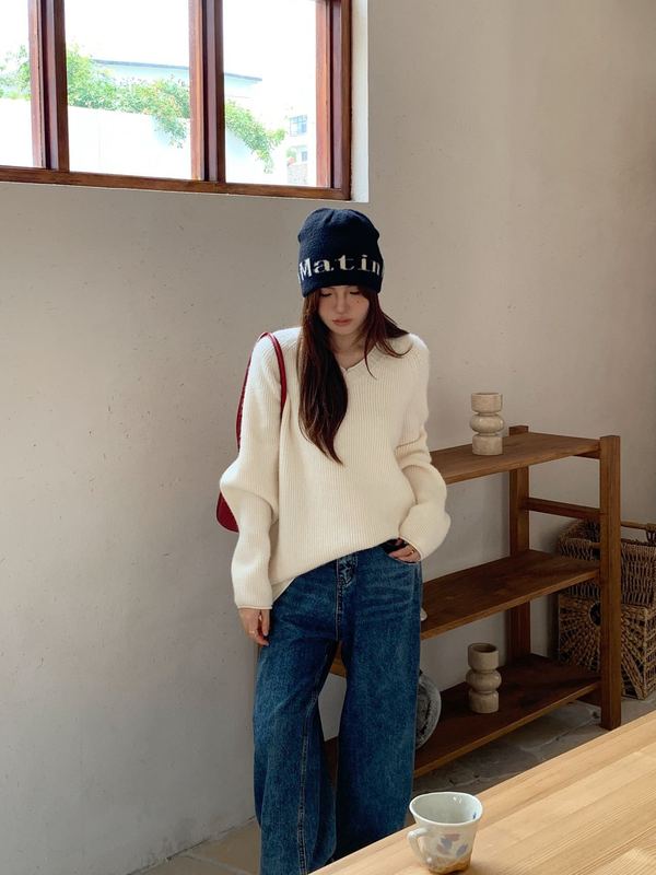 韩系简约v领毛衣女秋冬2025新款高级感宽松慵懒风长袖百搭针织衫|undefined