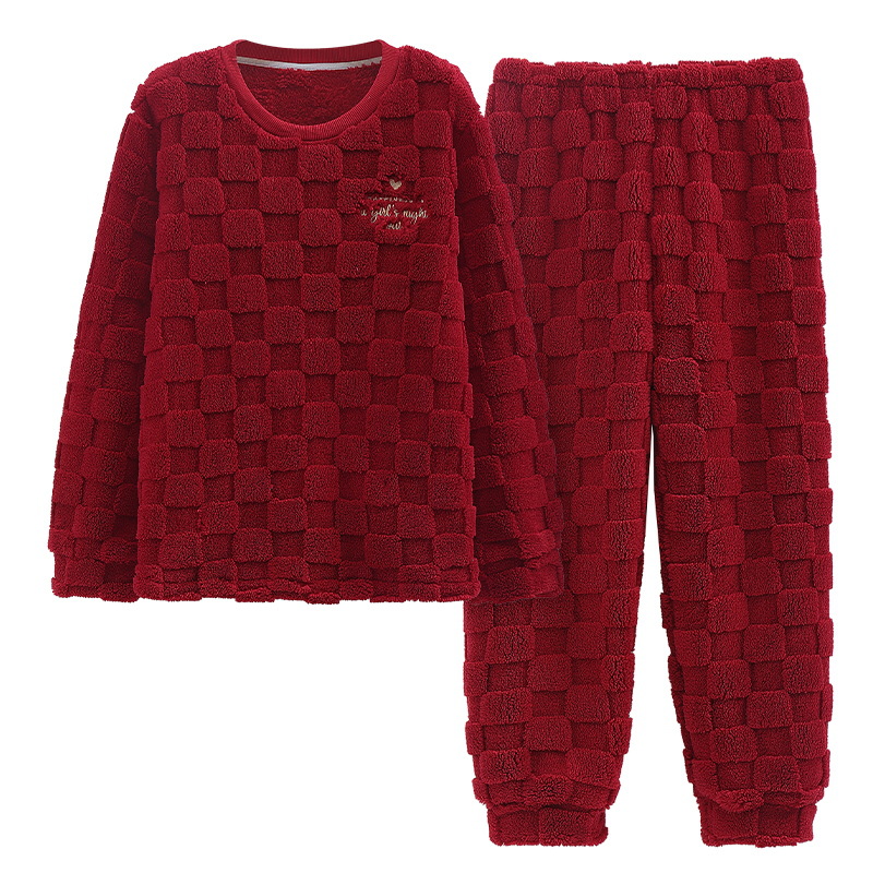 Pijamas de hombre Otoño e Invierno de los hombres de lana de coral de franela de invierno de la boda roja ropa para el hogar invierno