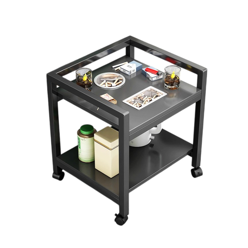 Mesa de mahjong, tabla de té, estante de té de doble capa, estante de almacenamiento especial para sala de ajedrez y tarjetas, mesa de té móvil