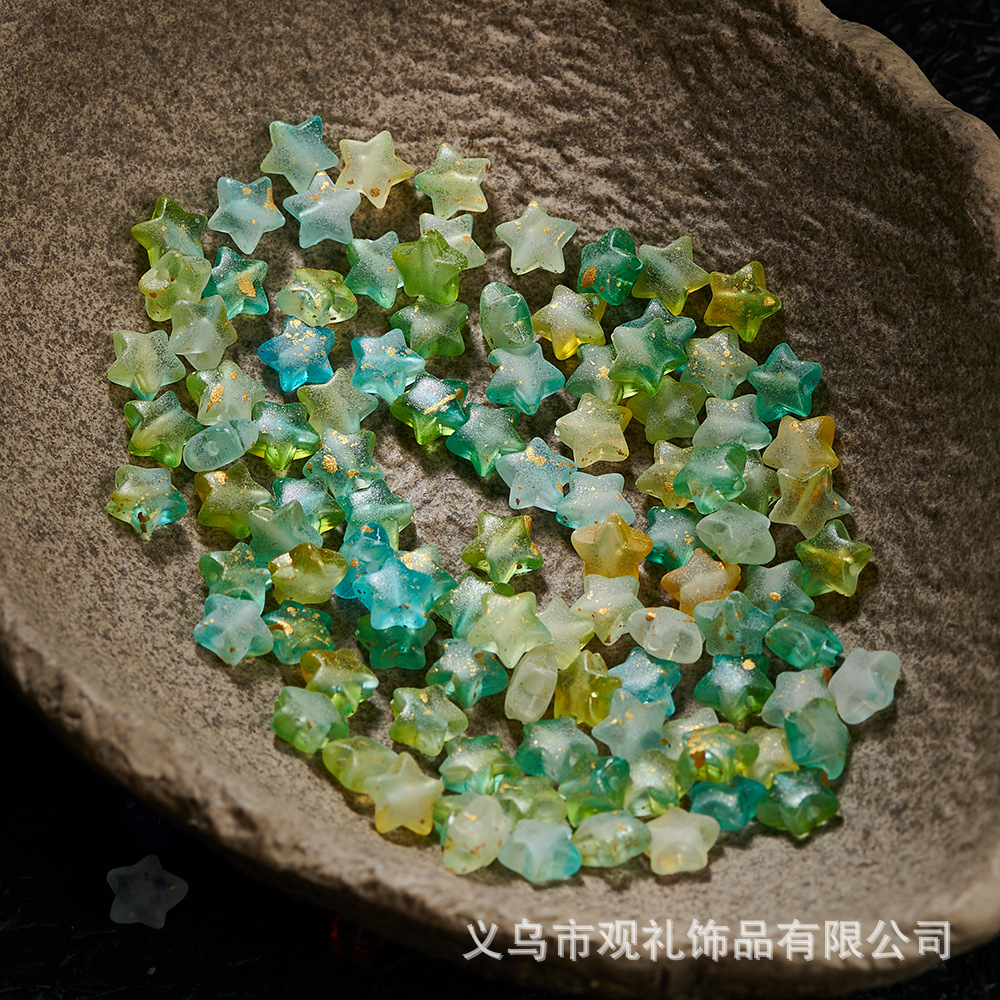 Foil de oro esmerilado estrella de pentaco de forma especial pulsera acrílica diy accesorios de cadena de cuentas de teléfono móvil cuentas sueltas