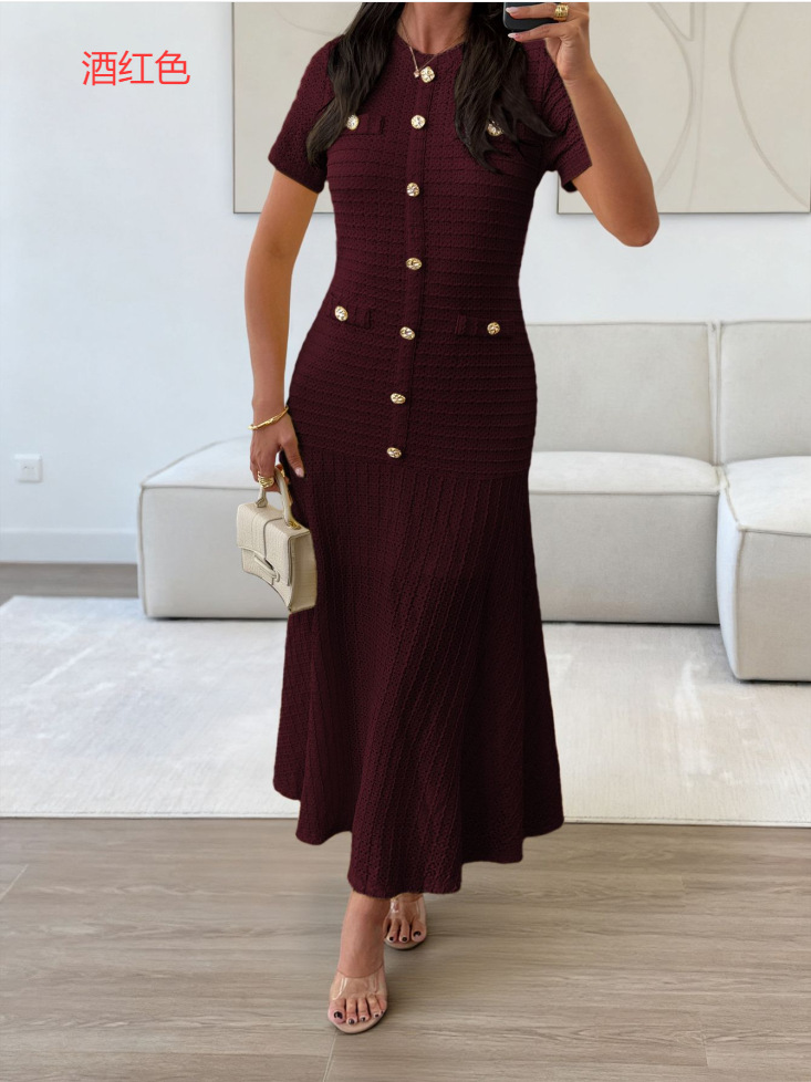 Women's Elegant Short-Sleeve Maxi Dress