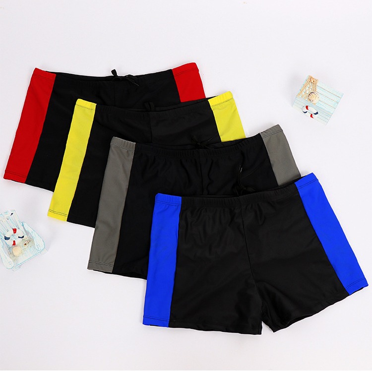 Factory direct supply swimming trunks men's flat angle solid color high elastic swimming trunks teenagers anti-embarrassment quick-drying hot spring swimming trunks