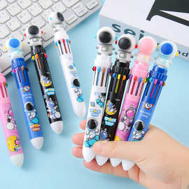 宇航员十色圆珠笔高颜值文具学生油性笔彩色手账笔多色涂鸦笔批发