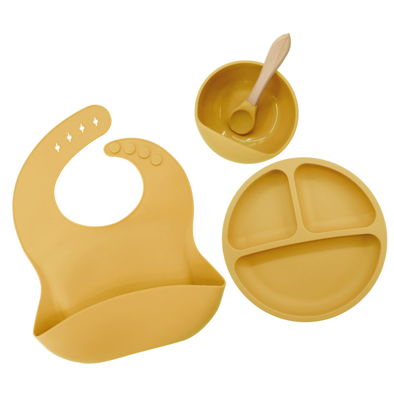 Vajilla para niños de Amazon, juego de ocho piezas, tazón de comida para entrenamiento de bebé, juego de vajilla de alimentación de bebé de silicona de calidad alimentaria