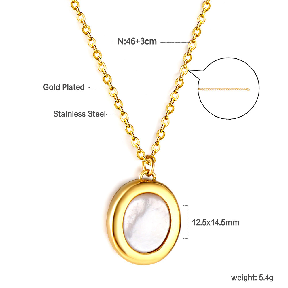 Business Occasion Stainless Steel Material Elegant Oval Stainless Steel Plating Inlay Shell Gold Plated Bracelets Earrings Necklace