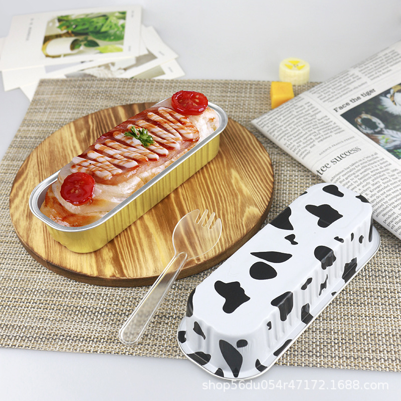 Engrosada papel de aluminio caja de papel de estaño barbacoa rectangular desechable queso patata dulce Sushi al horno Durian caja para hornear