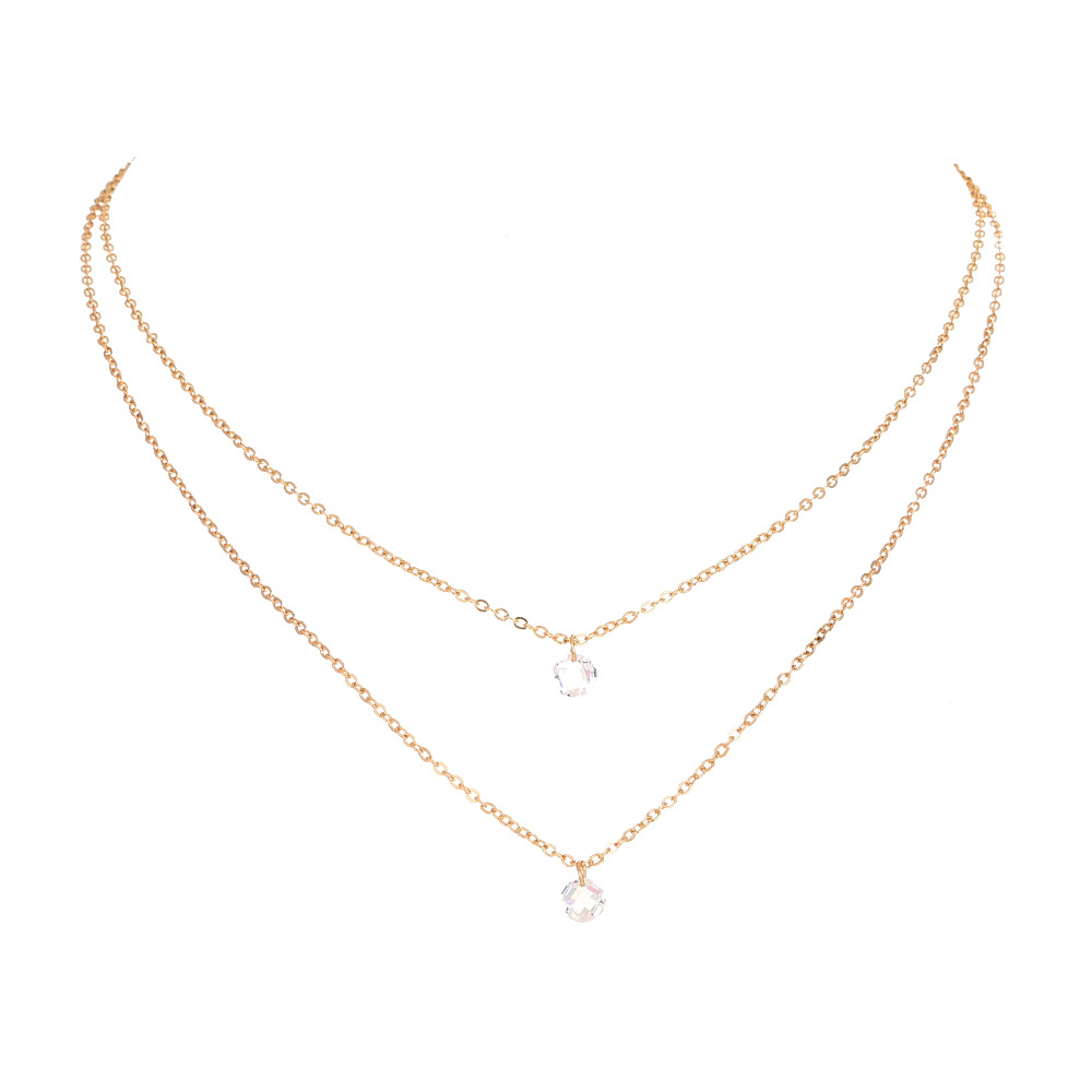 Simple Double Layer Shiny Zircon Pendant Necklace display picture 1