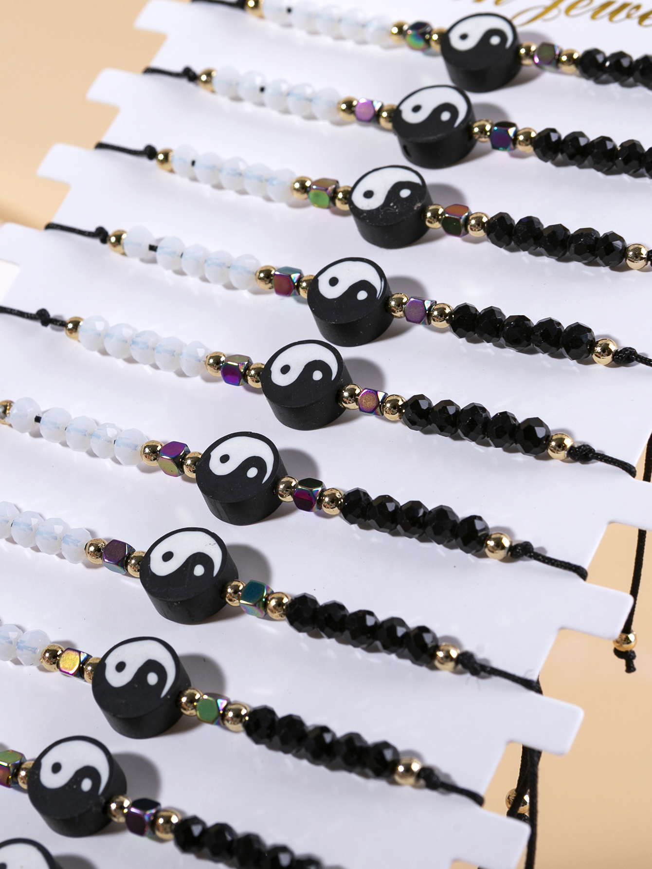 Tai Chi Pattern Unisex Gender Simple Style Tai Chi Seed Bead Rope Soft Clay Beaded Braid Unisex Bracelets