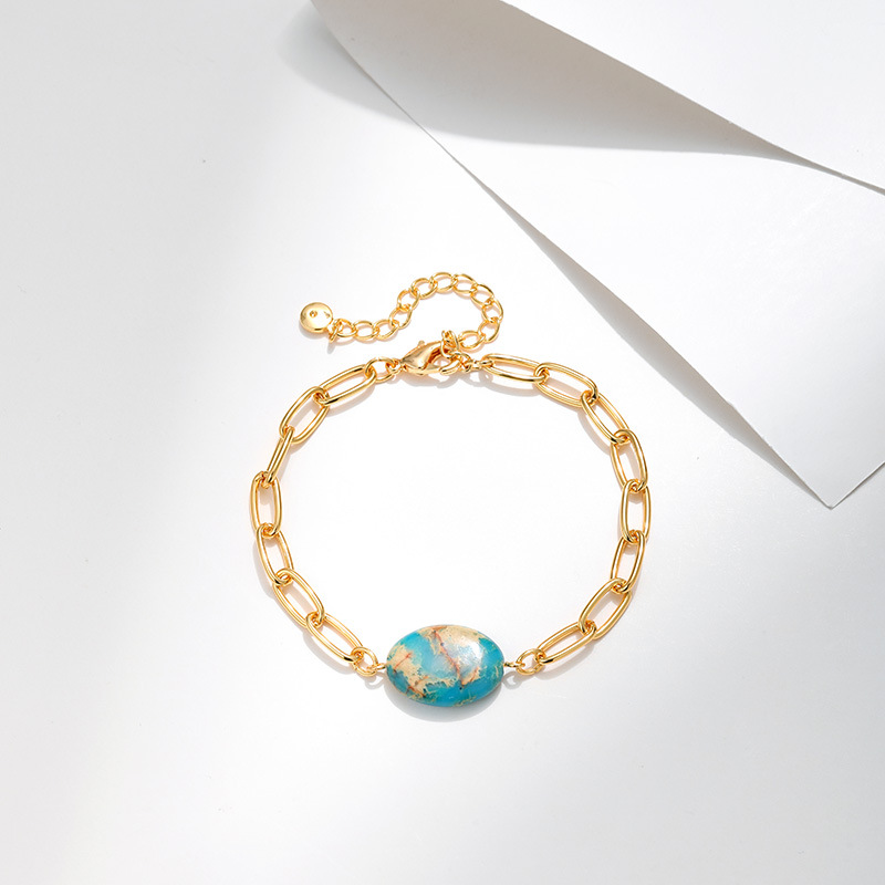 Women's Gender Retro Geometric Natural Stone Copper Plating Bracelets